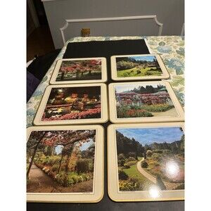 6x Vintage Placemats THE BUTCHART GARDENS by Jason Cork Backed NIB New Zealand